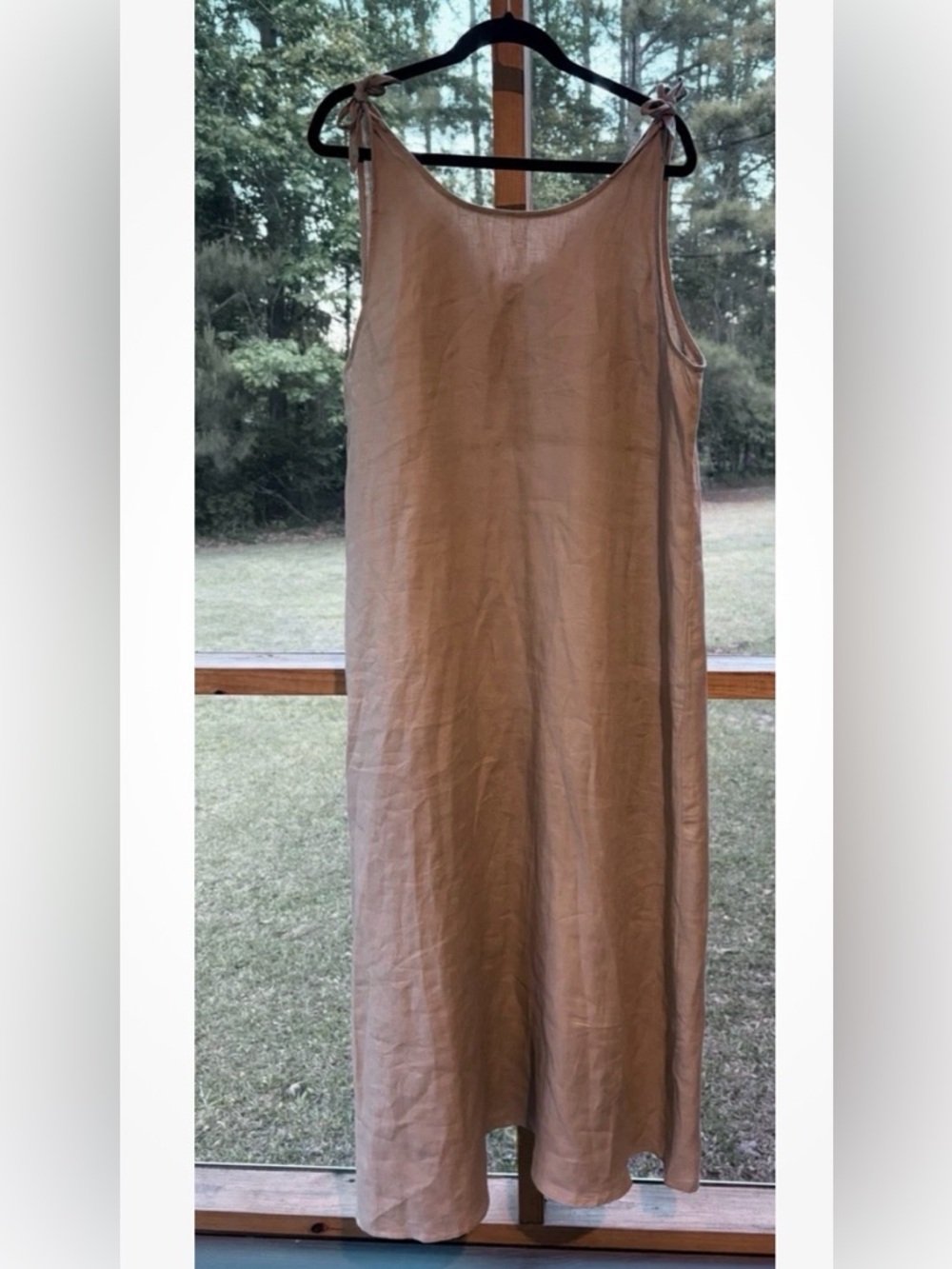 LINTICO 100% Linen Camisole Dress QEARL XL Beach Boho Coastal Minimalist Tan - Picture 6 of 15